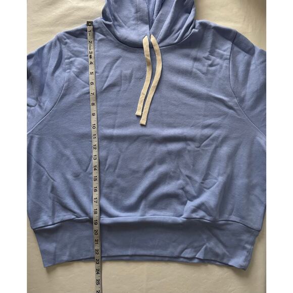 Madewell Bubble-Sleeve Hoodie Crop Sweatshirt in Blue Women's Size 2X - Picture 7 of 7